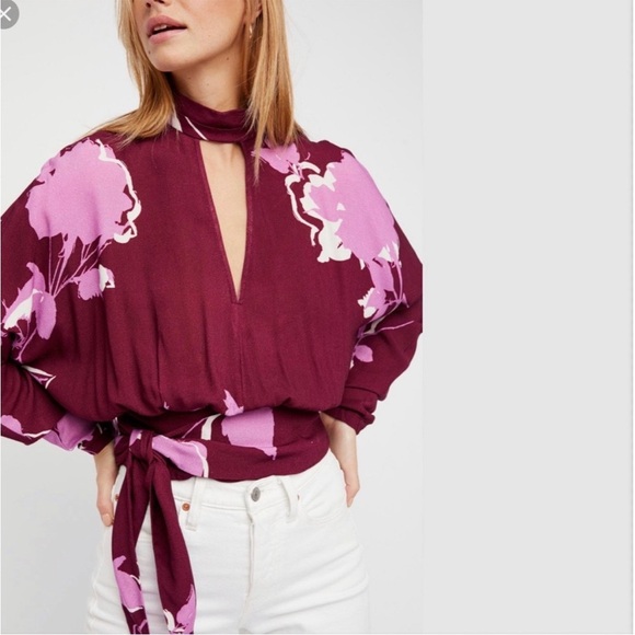 Free People “Say You Love Me Too” Floral Chiffon Top – Size XS (EUC) - Picture 3 of 10